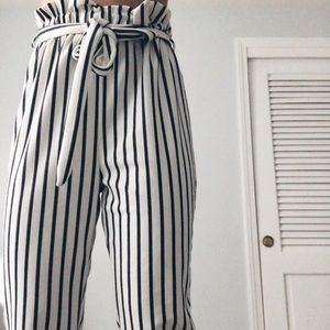 High Waitsted Fashon Nova Striped Paperbag Waist Pants